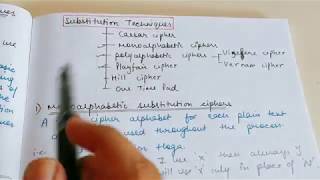 Substitution and transposition techniques  Monoalphabetic and polyalphabetic substitution ciphers [upl. by Ttimme]