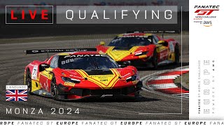 LIVE  Qualifying  Monza  Fanatec GT Europe 2024 English [upl. by Parrie116]