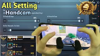 ALL SETTING  HANDCAM  S7 S8 S9 RANK 1  RESOLUTE PUBG MOBILE [upl. by Elleniad959]