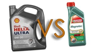 Shell Helix Ultra 0W30 vs Castrol Magnatec 5W40 cold oil test [upl. by Drofub907]