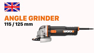 WORX WX 717  718  115125mm angle grinder EN [upl. by Barbara70]