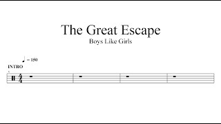 Boys Like Girls  The Great Escape  Drum Sheet Music 🥁🎵 [upl. by Esaele]