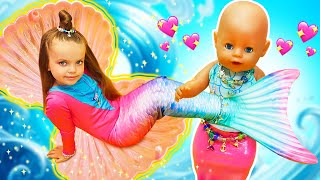 ¡La máquina de coser mágica te convertirá en una sirena Las aventuras de bebés Baby Born [upl. by Notterb]