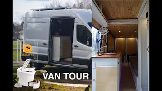 Van Tour  Ford Transit Happijac Bed Lift Cinderella Toilet Shower 12V AC 2 Beds [upl. by Seyah]