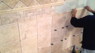 How to Install Travertine Tile on Bathroom Walls [upl. by Anha941]