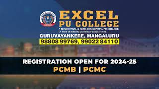 Registration for Admissions 202425 open  EXCEL PU College  Mangalore  Karnataka [upl. by Calise]