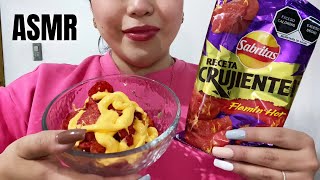 ASMR español comiendo papas sabritas crujientes 🌶️🔥 con queso 🧀 [upl. by Amian]