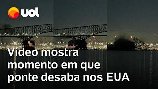 Vídeo flagra navio batendo em ponte em Baltimore nos EUA estrutura desmoronou quase completamente [upl. by Engamrahc79]