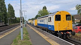 6J09  20901 amp 20905 in their Balfour Beatty paintjob passing West Byfleet  130824 [upl. by Egdirdle]