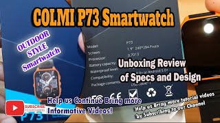 Colmi P73 Smartwatch  Unboxing Review of Specs and Design Lightweight Slim Outdoor Smartwatch [upl. by Ynnij189]