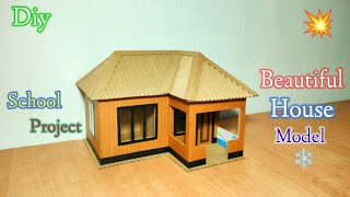 Simple Cardboard House Model  School project  Very Easy [upl. by Hillier]