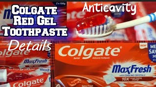 Colgate Red Gel Anticavity Toothpaste MaxFresh with Cooling Crystals Details [upl. by Diehl]