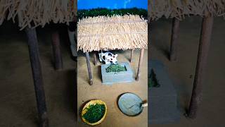 cow shed project with mini bricks rural shorts video [upl. by Eelac]