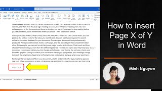 How to insert Page X of Y Current PageTotal Pages in Word [upl. by Zins]