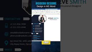 Modern Resume Design in Microsoft Word  Quick Preview  resume [upl. by Kavanagh]