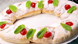 ESPECIAL NAVIDAD¡ ESTE DELICIOSO POSTRE SE PREPARA EN 5 MINUTOS ROSCA NAVIDEÑA FACILISIMA DE HACER👌 [upl. by Lemal]