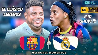 REENCONTRO DAS LENDAS DE REAL E BARÇA NO ÉL CLÁSSICO TEVE GOL E SHOW DE RONALDINHO GAÚCHO NA PARTIDA [upl. by Salisbarry]