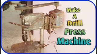 How to make Drill Press Machine at home  Homemade drill press stand diy [upl. by Assilim]