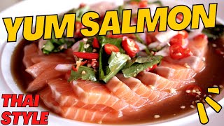 Yum Salmon  Thai Style  Moom Sabai B Bike  Lampang  Thailand  Traveller  Alissa amp Jay [upl. by Cilurzo555]