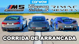 Rimac Nevera vs Porsche Taycan vs BMW M5 Corrida de arrancada [upl. by Moses]