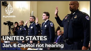 ‘Grabbed beaten tased’ Police testify in US Capitol riot probe [upl. by Kowatch218]