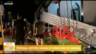 Temporal causa devastação em Ibirama Câmara de Vereadores fica com diversos prejuízos [upl. by Atteuqram440]