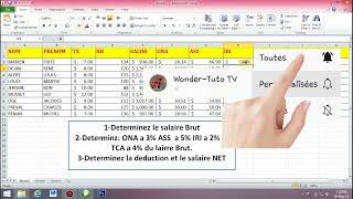 Exercices Excel salaire brut ONA ASS IRI salaire net en excel 20 [upl. by Analli899]