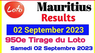 Loto Mauritius Results  950e Tirage Du Loto Samedi 02 Septembre 2023 [upl. by Onilecram]