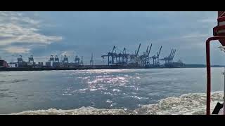 A View of Hamburg from the River Elbe Onboard a Harbour Cruise [upl. by Nirej]