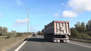 Driving in France border with Belgium road E40 Aire de TéteghemSud on a sunny October day [upl. by Ahsenik695]