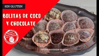 Como hacer bolitas de coco y chocolate fáciles y rápidas  sin gluten [upl. by Drofiar]