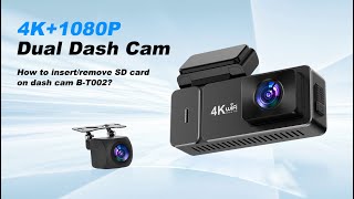 How to insert remove SD card on dash cam BT002 [upl. by Anirahc]