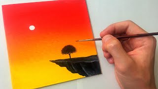 Easy Acrylic Sunset Painting for Beginners  Step by Step Tutorial [upl. by Egduj]