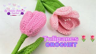 Tulipanes Abiertos🌷🌷🌷súper fácil 🧶 [upl. by Brandenburg]