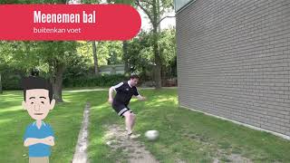 Voetbal oefeningen balcontrole balaanname binnenkant buitenkant in beweging [upl. by Roxana395]