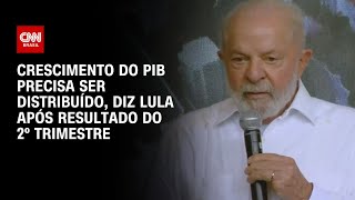 Crescimento do PIB precisa ser distribuído diz Lula após resultado do 2º trimestre  LIVE CNN [upl. by Ovida]