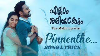 Pinnenthe Song Lyrics  Ellam Sheriyakum  The Mallu Lyricist [upl. by Cynth]