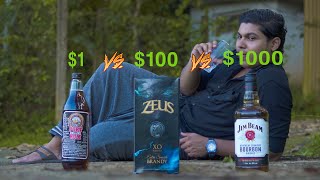 1 VS 100 VS 1000 Liquor Tasing  Rum VS Brandy VS Whisky  Alcohol Tasting Challenge [upl. by Warden685]