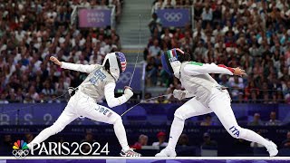 Team USAs Lee Kiefer dispatches Italys Alice Volpi in individual foil semi  Paris Olympics [upl. by Pincus]