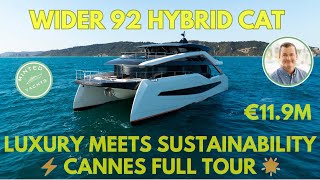 €119M Available WIDER 92 Hybrid Electric Mega Catamaran  Ultimate Sustainable Luxury Cannes Tour🌿⚡ [upl. by Ivanah]