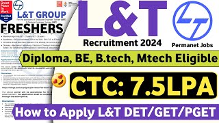 LampT JETGET New Vacancy OUT🔥  Freshers  LampT Hiring 2024  L and T Jobs 2024  Job Vacancy 2024 😍 [upl. by Monreal]