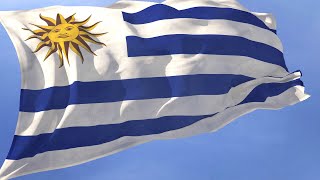 Waving flag and National Anthem of Uruguay [upl. by Icats]