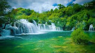 Soothing Turquoise Waterfall amp Stream Sounds for Sleep  10 Hours Relaxation [upl. by Suu840]