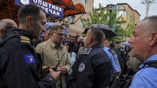 Serbs clash with police in nothern Kosovo over elected Albanian officials [upl. by Francesco891]