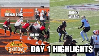 Senior Bowl Practice Day 1 Highlights NASTY 1v1 Matchups Bo Nix Michael Penix 2024 [upl. by Aenal]