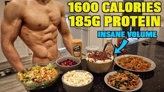 Full Day of Eating 1600 Calories Insane Volume  Super High Protein Diet For Fat Loss [upl. by Ylrahc711]