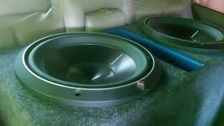 Two 12quot P3 Rockford Fosgate subwoofers flexing in a double 12 enclosure 38hz  Trinidad car audio [upl. by Adlen177]