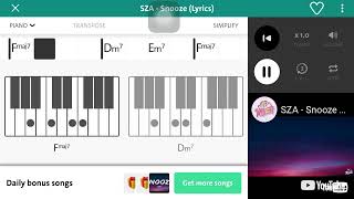 Snooze  Sza Piano chords [upl. by Laurita132]