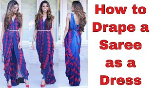 How to Drape a Saree as a Dress  Tia Bhuva [upl. by Crelin861]