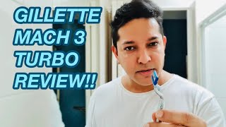 How to shave with Gillette MACH3 Turbo Review  Gillette Mach3Turbo Shave [upl. by Amlus]